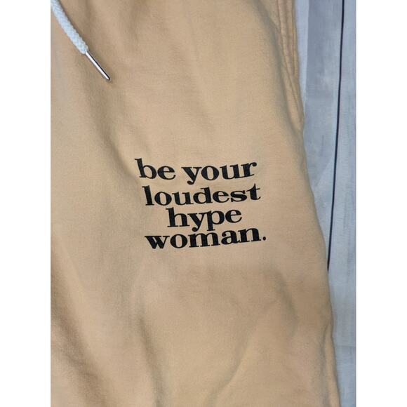 Viva La Bonita Tan "Be your loudest hype woman" Joggers Size S - Picture 3 of 5